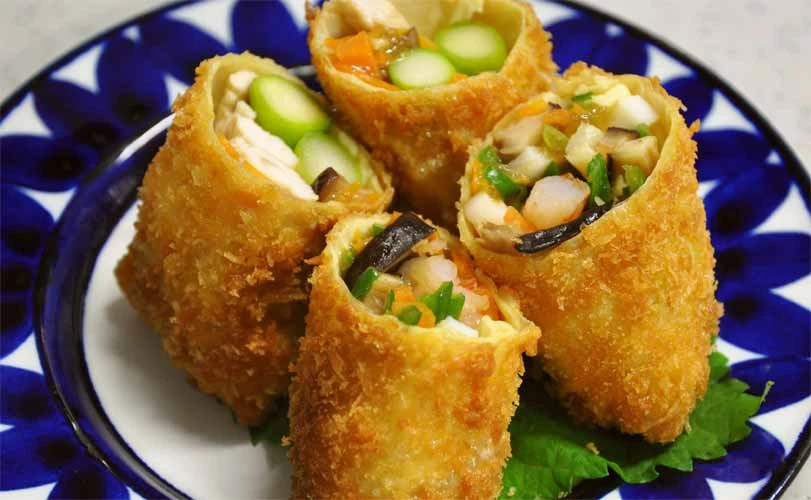 湯葉料理のレシピ（ゆばの春巻き風フライ）