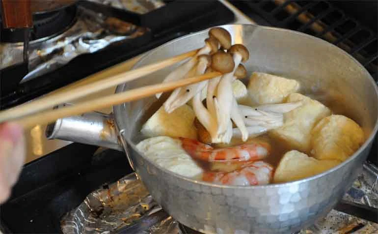 海老としめじ茸（揚げゆばの炊き合わせレシピ）