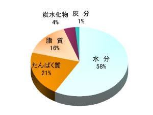 ひきあげゆばの栄養成分パーセント(円グラフ)
