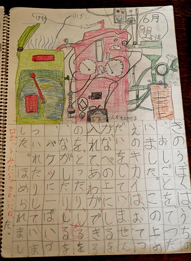 ゆば作りの仕事の絵日記(京都市立京極小学校)